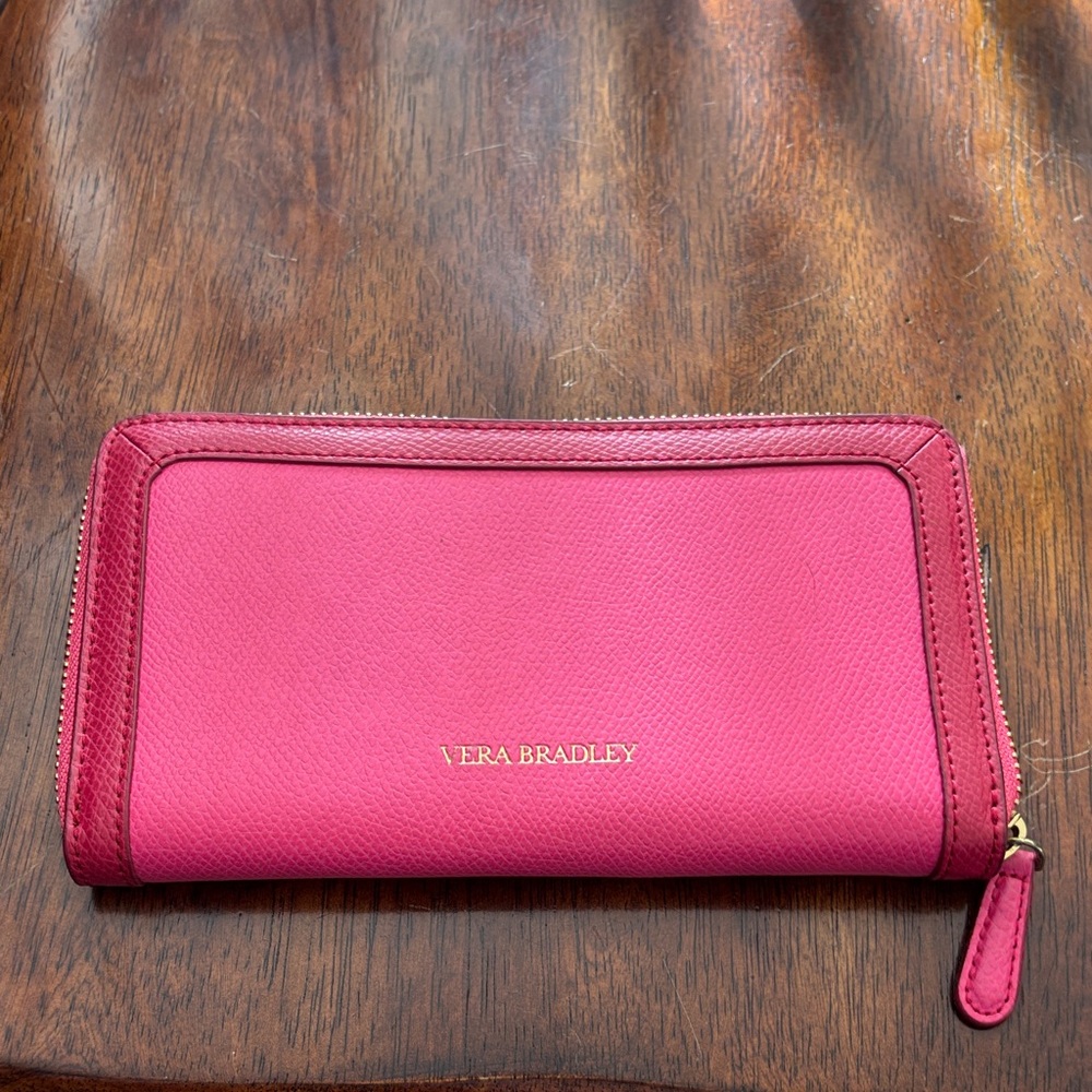 Vera Bradley Leather Zipper Wallet in Pink